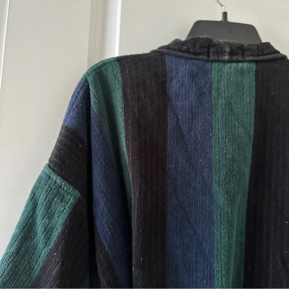 Vintage 80s/90s Claybrooke Green Blue Thick Terrycloth Robe Unisex One Size Bath - Picture 10 of 16